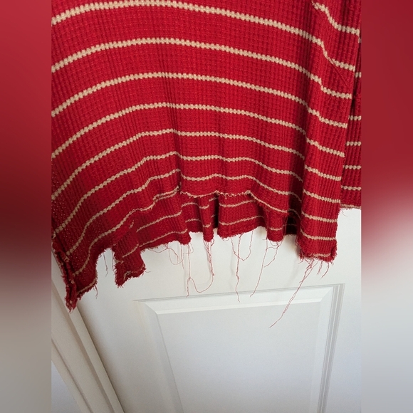 Free People Red Sunset Park Striped Thermal Tunic Knit Size Medium - Picture 4 of 10